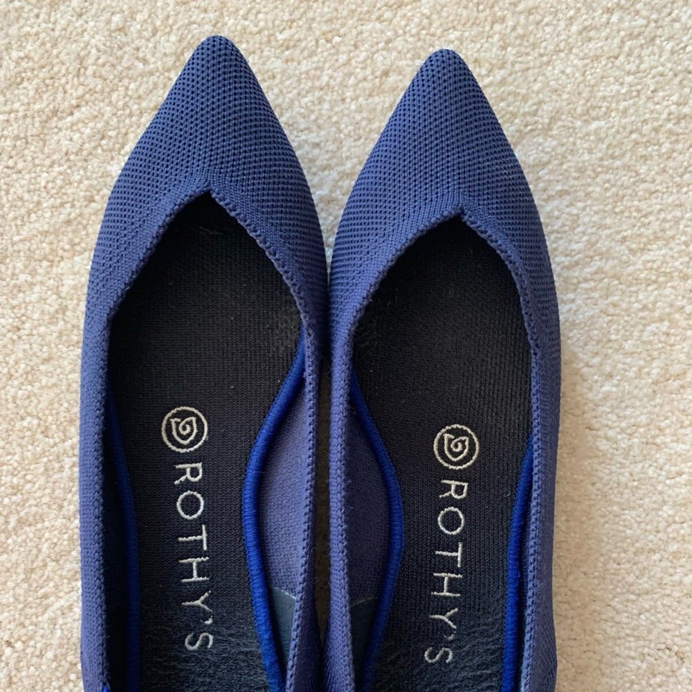 Rothy's Maritime Navy Blue Pointed Toe Flats Size 6.5